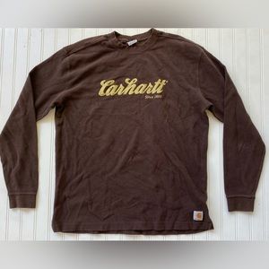 Brown Carhartt Thick Thermal Long Sleeve Shirt - Men’s Size Large